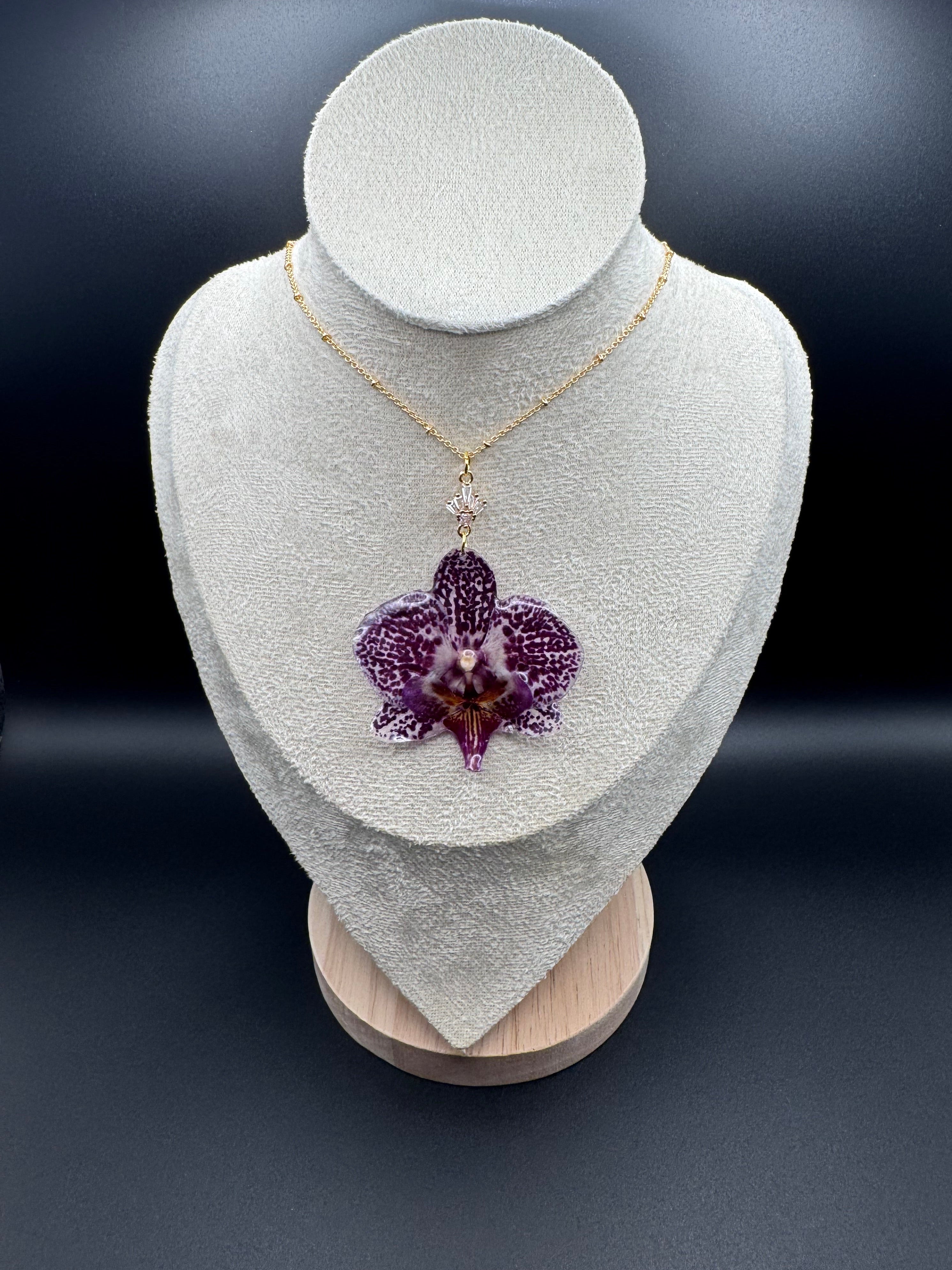 Purple Spotted Orchid Necklace