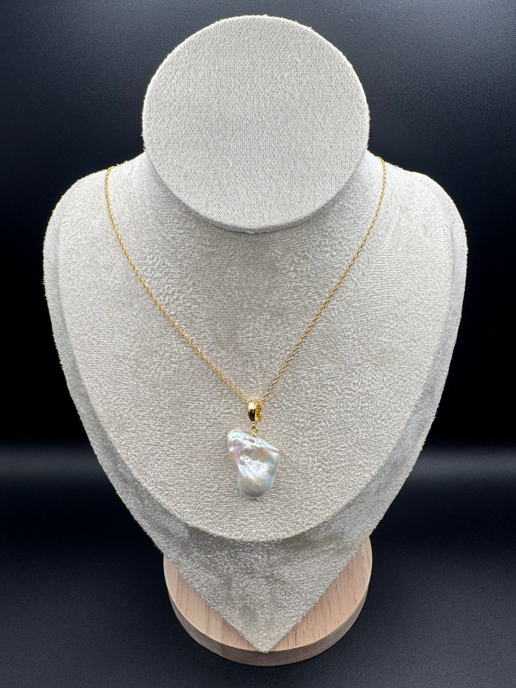 Large Baroque Pearl Pendant Necklace on 14K Gold Chain