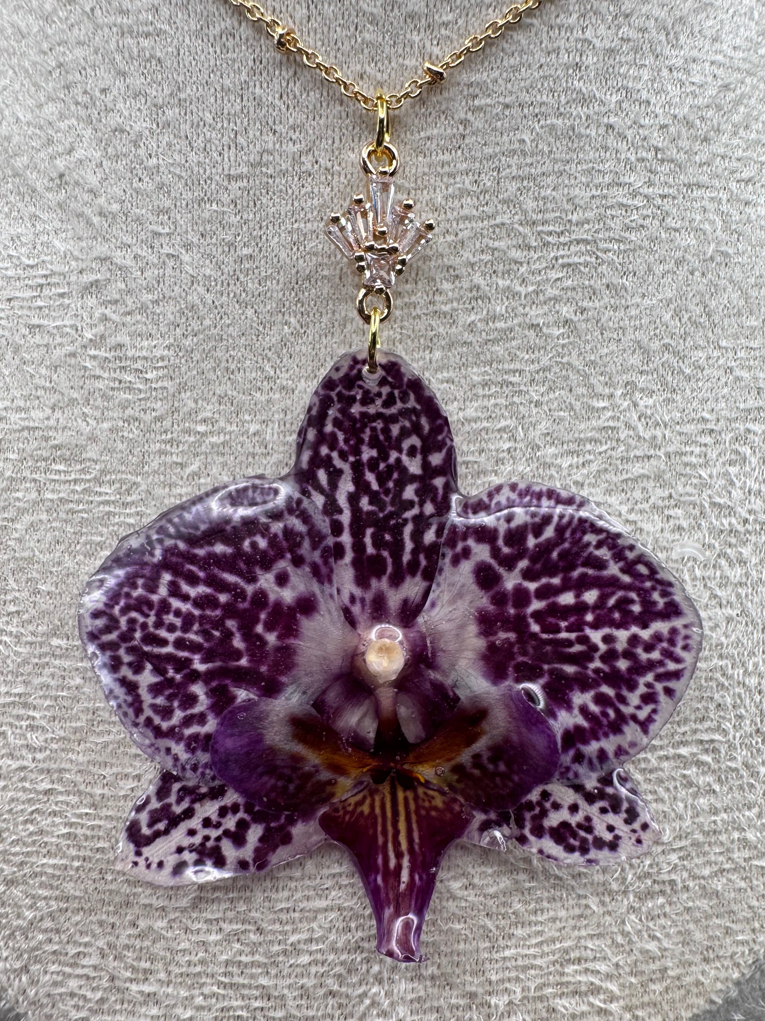 Purple Spotted Orchid Necklace