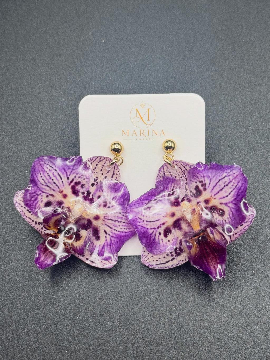 Purple Orchid 24K Gold Plated Earrings