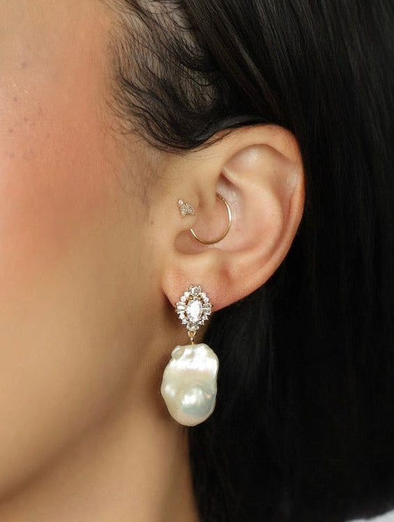 Baroque Pearl & Crystal Drop Earrings