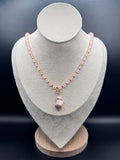 Rose Quartz Crystal Beaded Necklace with Baroque Pendant