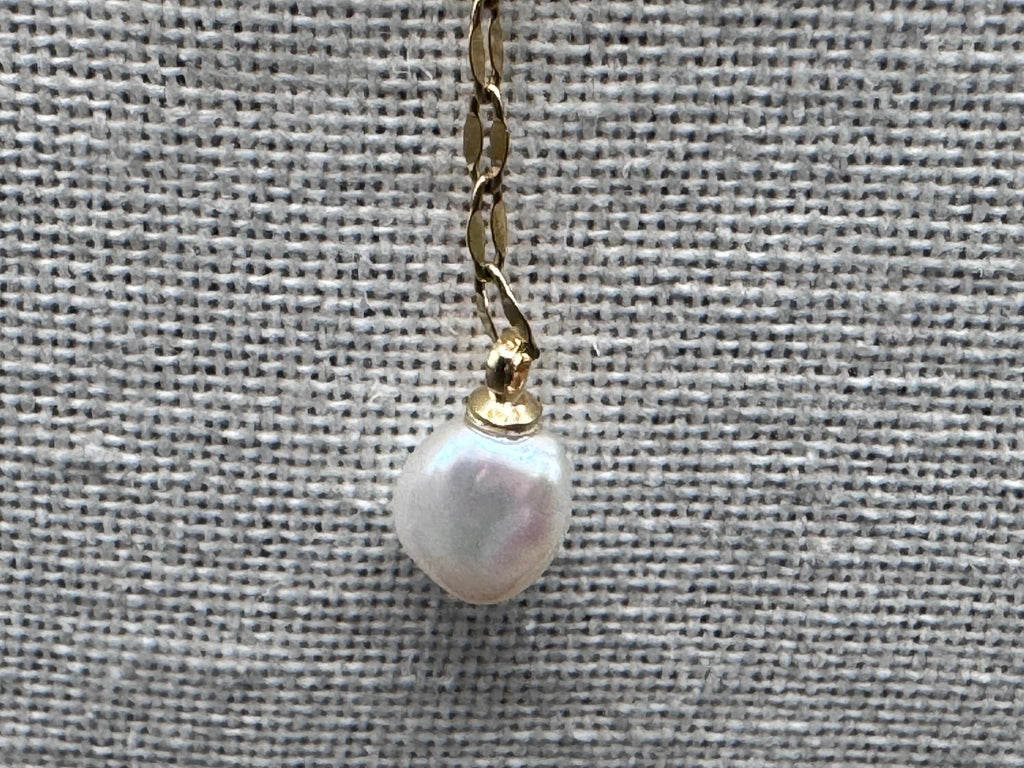 Orchid and Pearl Double Layer Y Shaped Necklace