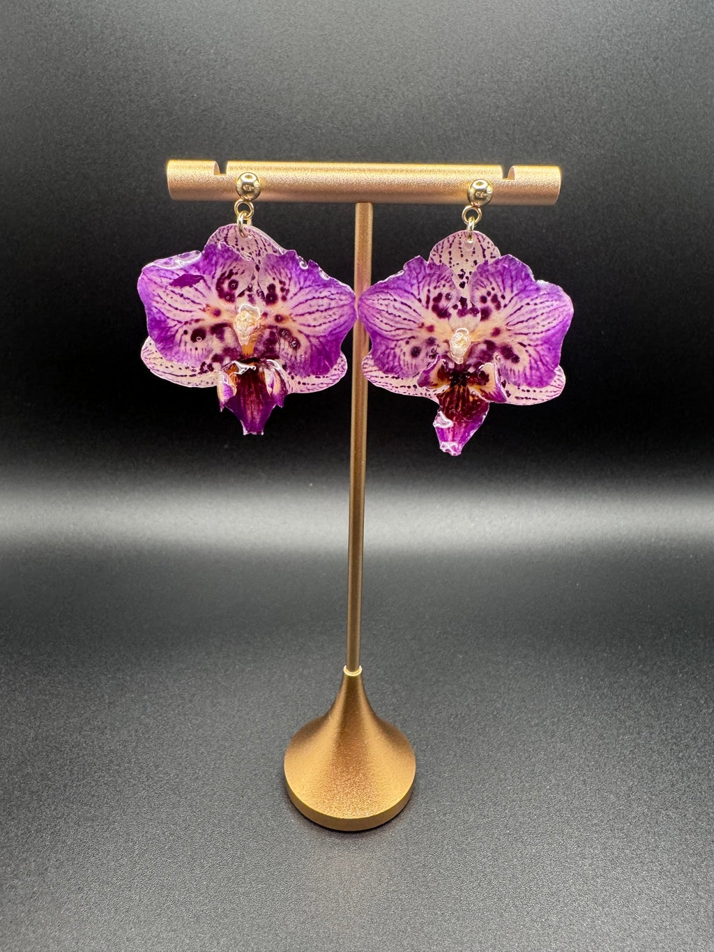Purple Orchid 24K Gold Plated Earrings
