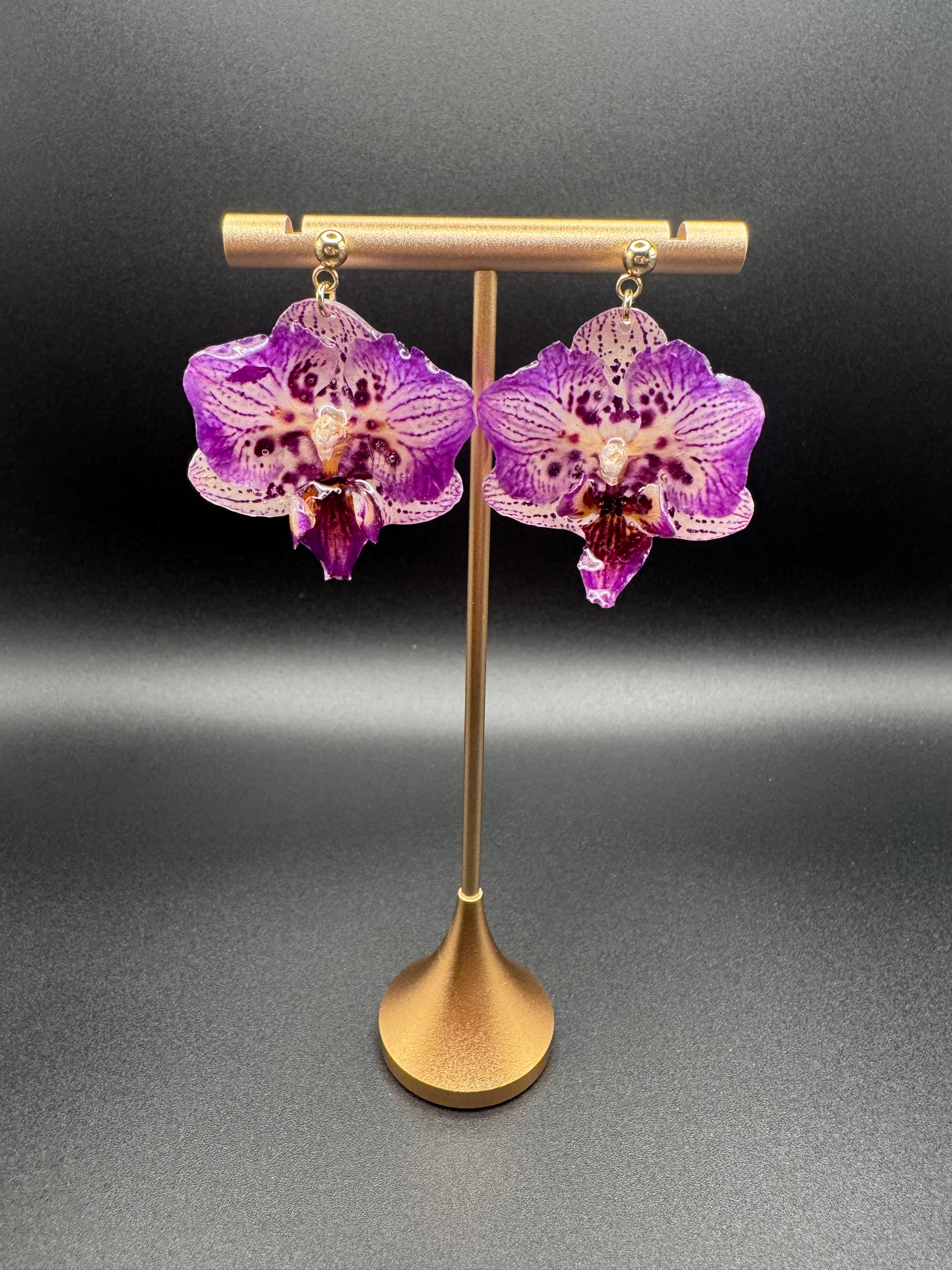 Purple Orchid 24K Gold Plated Earrings