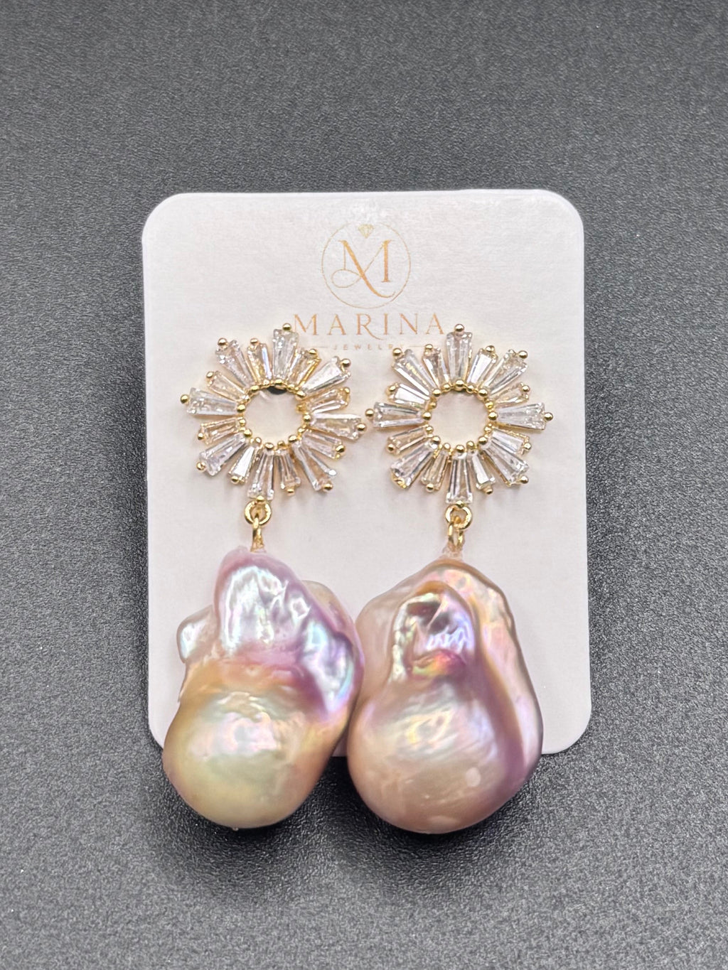 Large Champagne Baroque Earrings
