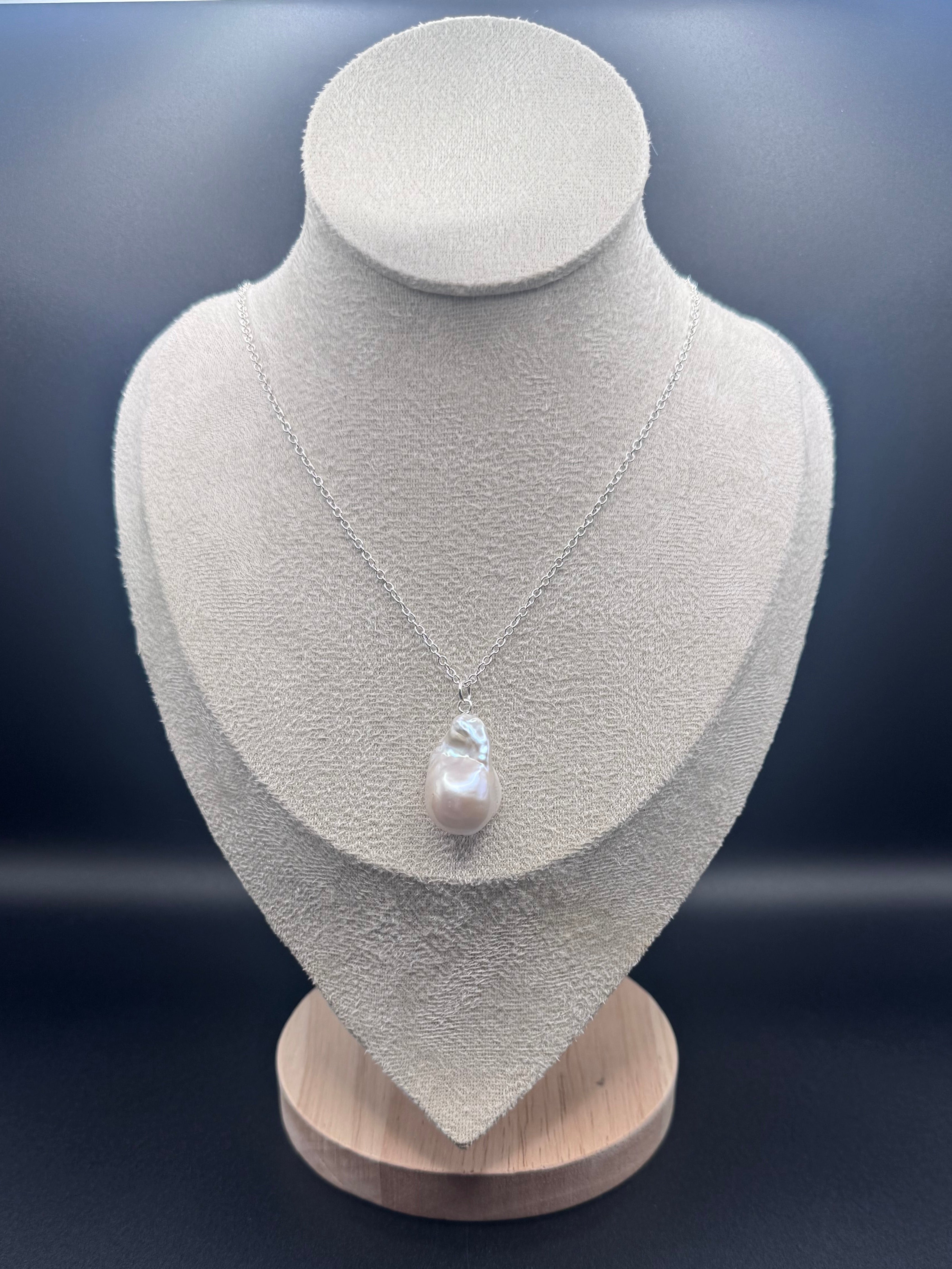 Large White Baroque Pearl Necklace