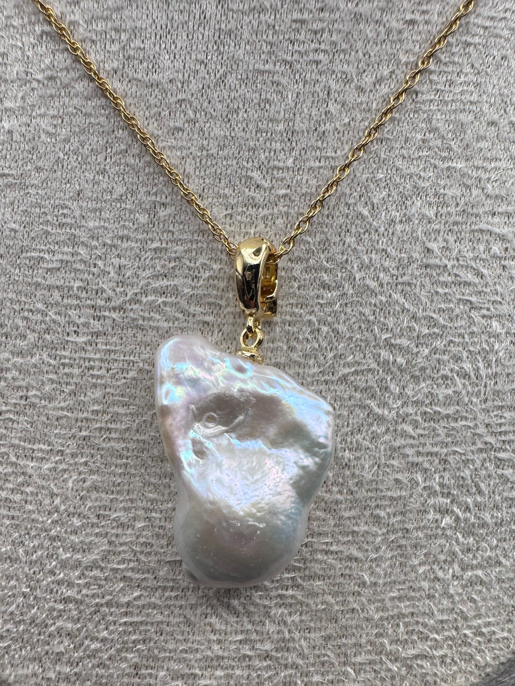 Large Baroque Pearl Pendant Necklace on 14K Gold Chain
