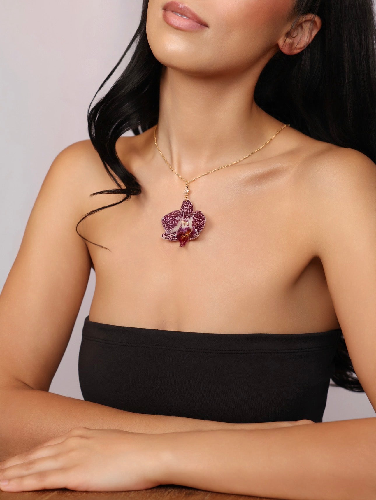 Purple Spotted Orchid Necklace