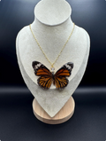 Monarch Butterfly Necklace on 18K Paper Clip Chain