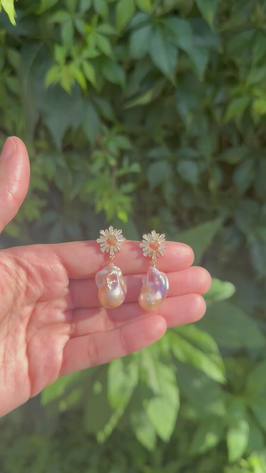 Large Champagne Baroque Earrings